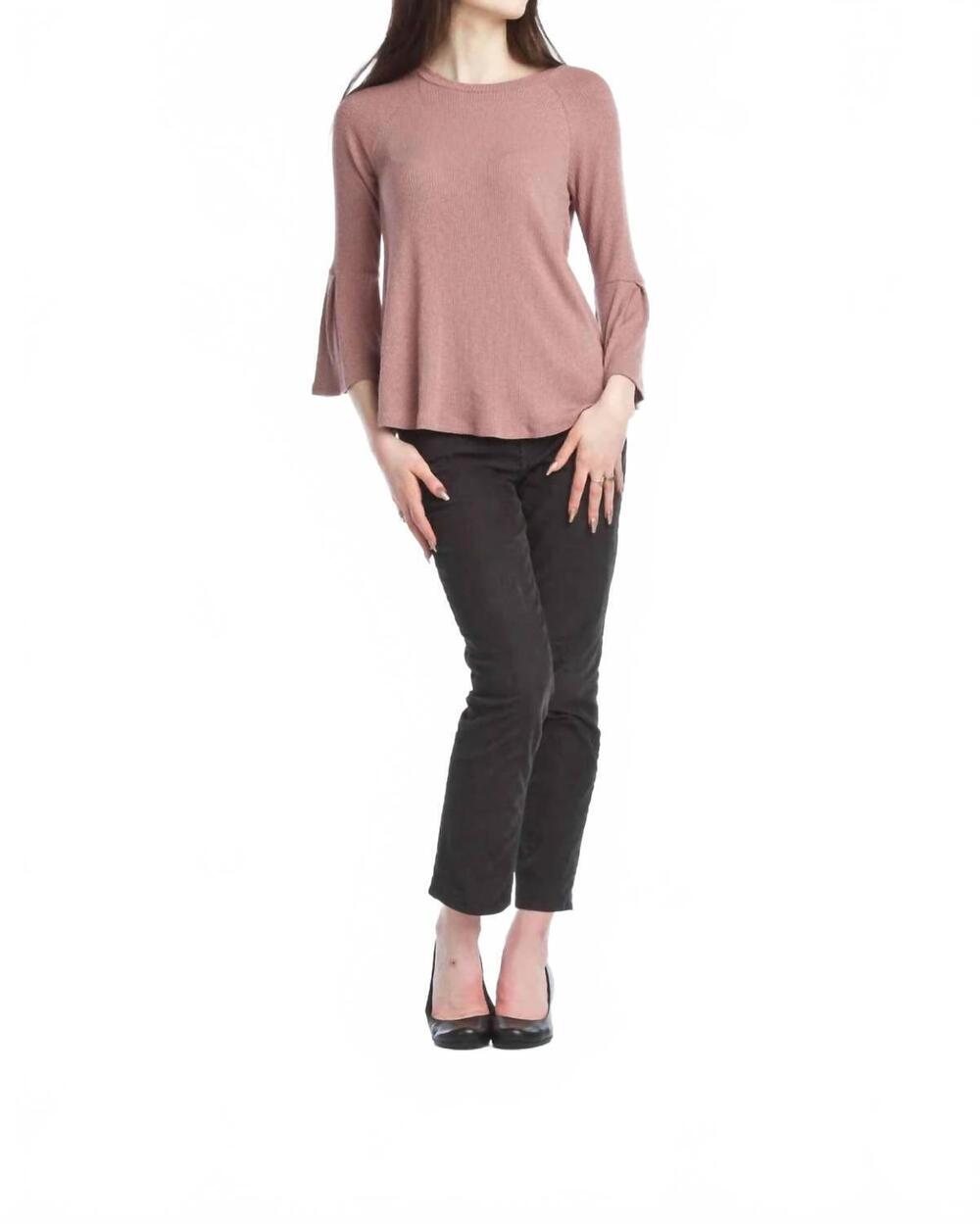 NEW PAPILLON bell sleeves ribbed a-line sweater in mauve